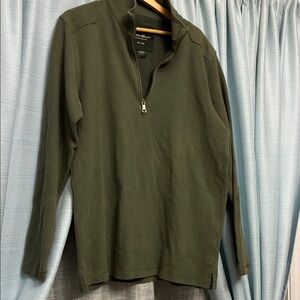 Eddie Bauer Men's Olive Zip-Up Sweater
